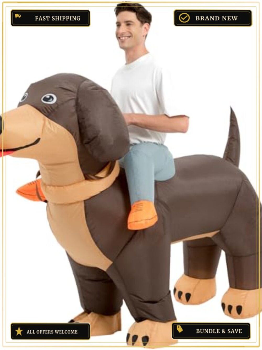 Adult Inflatable Dachshund Dog Costume Blow Up Halloween Suit